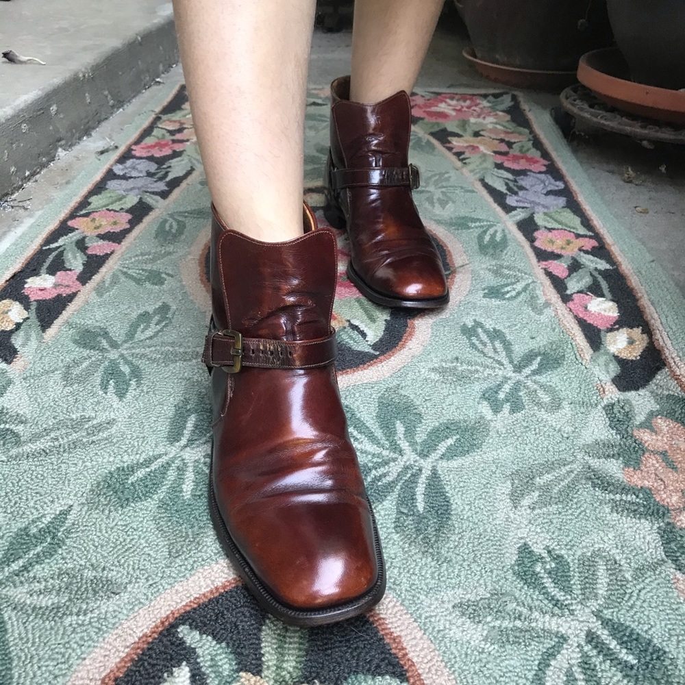 Vintage deep reddish brown all leather booties - Picture 5 of 16